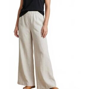 NEW ILINEN classic wide leg linen pant in beige